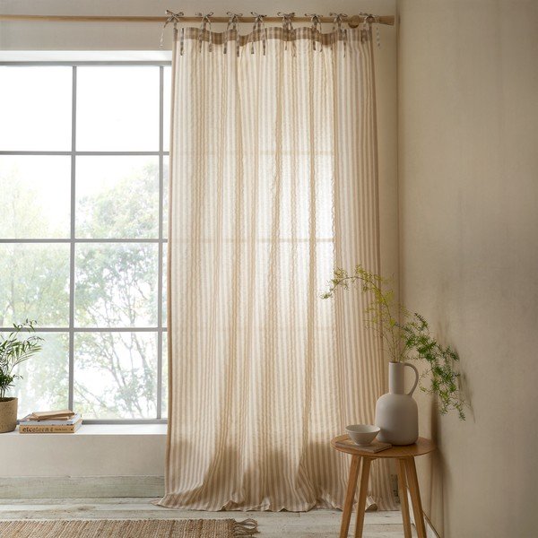 Béžový záves 140x229 cm Zanzibar Woven Stripe – Pineapple Elephant-image-1