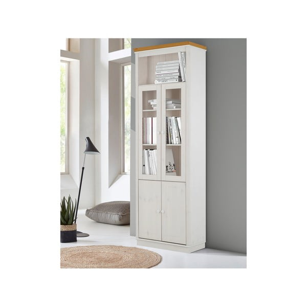 Biela vitrína z borovicového dreva 74x223 cm Anita – Støraa-image-3