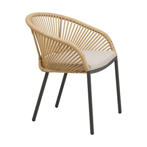 Béžová kovová/polstrovaná záhradná stolička Novella – House Nordic-image-3