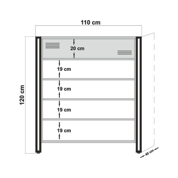 Skrinka s policami Esme, výška 120 cm-image-2