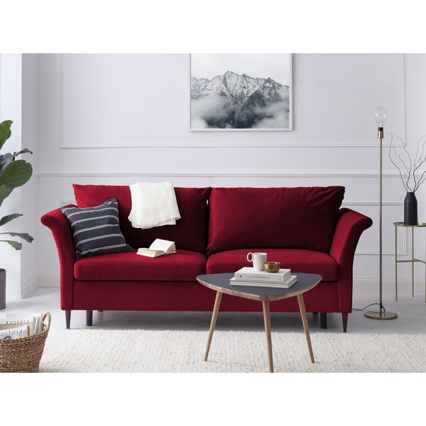 Červená rozkladacia pohovka s úložným priestorom Mazzini Sofas Pivoine-image-1