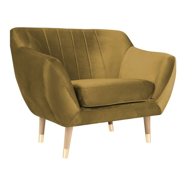 Zamatové kreslo v zlatej farbe Mazzini Sofas Benito-image-2