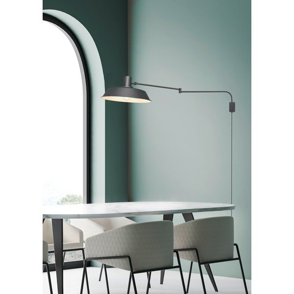 Matne čierne nástenné svietidlo s ohýbateľnou konštrukciou do zásuvky ø 35,5 cm Bolder – Trio-image-3