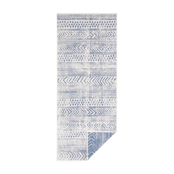 Modro-krémový vonkajší koberec NORTHRUGS Biri, 80 x 250 cm