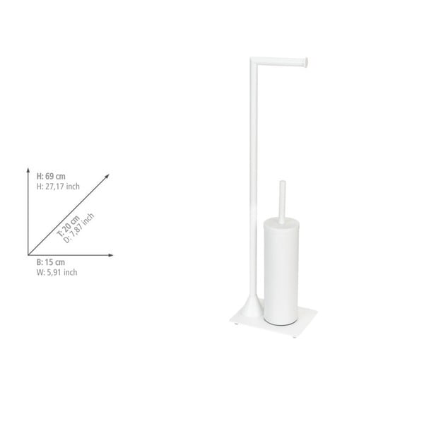 Biely oceľový stojan na toaletný papier s kefou Hella – Wenko-image-3