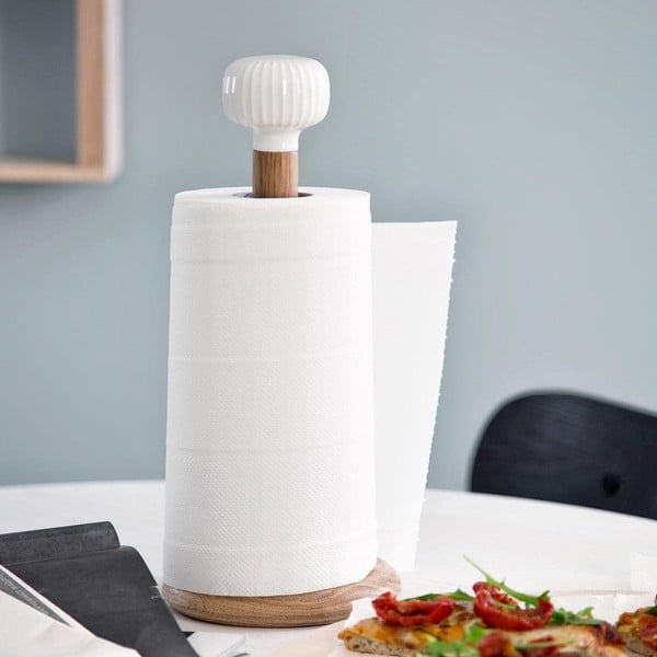 Stojan na papierové utierky z dubového dreva s bielym detailom z porcelánu Kähler Design Hammershoi-image-1