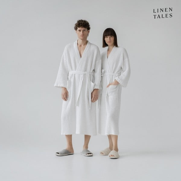 Biely župan veľkosť L/XL Honeycomb - Linen Tales-image-4