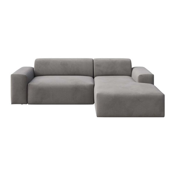 Sivá menčestrová rozkladacia/s úložným priestorom rohová pohovka (pravý roh/s leňoškou) Villet – Rodier