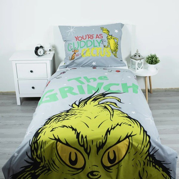 Zelená/sivá bavlnená detská obliečka na jednolôžko 200x140 cm Grinch – Jerry Fabrics-image-1