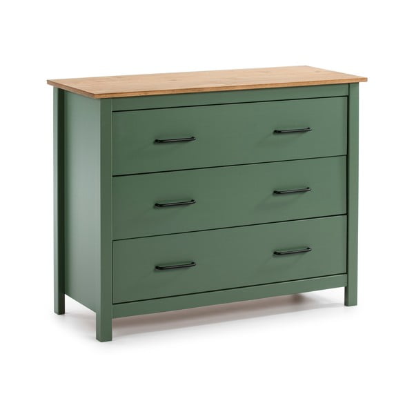 Zelená/v prírodnej farbe nízka komoda z borovicového dreva 100x80 cm Miranda – Marckeric-image-2