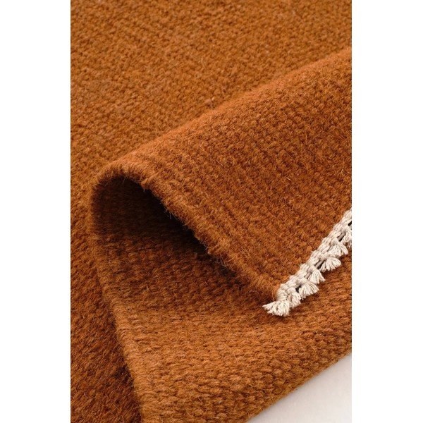 Ručne tkaný behúň s prímesou vlny v horčicovej farbe 70x200 cm Row – Jotex-image-3