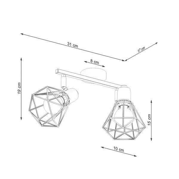 Čierne stropné svietidlo ø 10 cm Varpu – Sollux-image-4