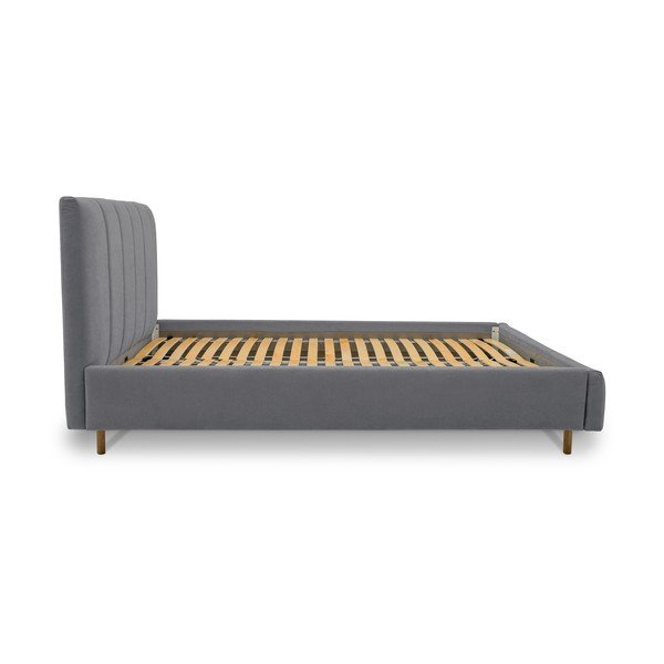 Sivá čalúnená dvojlôžková posteľ s roštom 160x200 cm Zee – Scandic-image-3