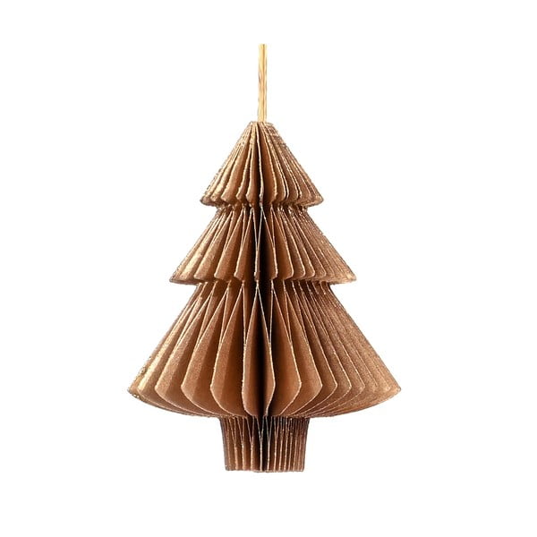 Zlatohnedá papierová vianočná ozdoba v tvare stromu Only Natural, dĺžka 10 cm
