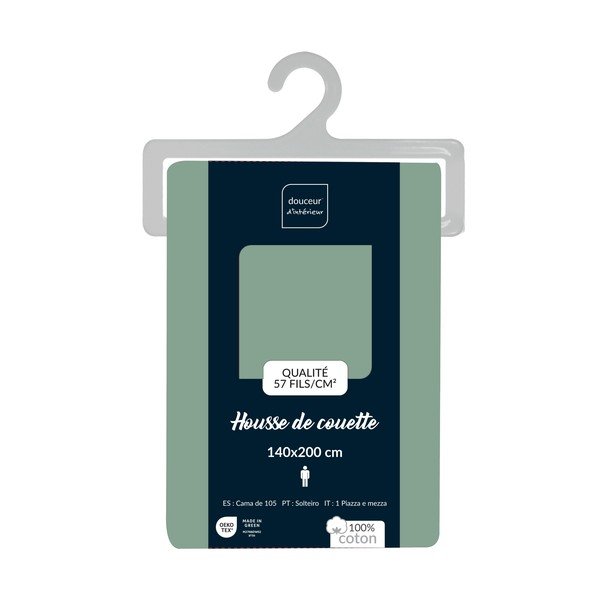 Zelená bavlnená obliečka na perinu na jednolôžko 140x200 cm Lina – douceur d'intérieur-image-2