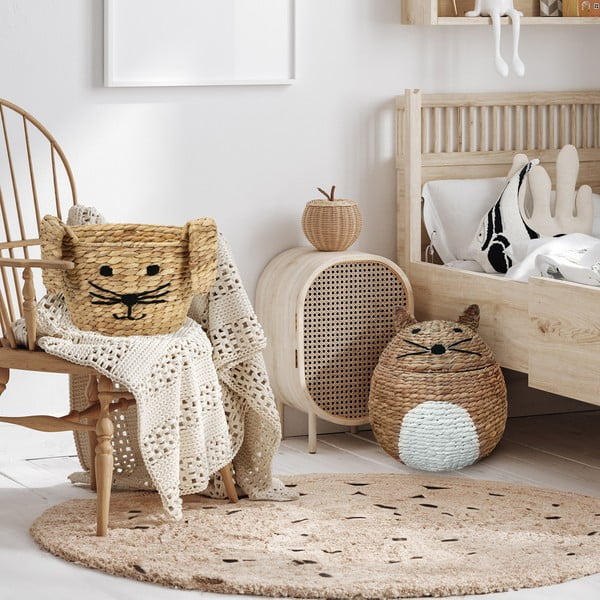 Detský kôš na hračky z vodného hyacintu v prírodnej farbe ø 40x43 cm Cat – Compactor-image-1