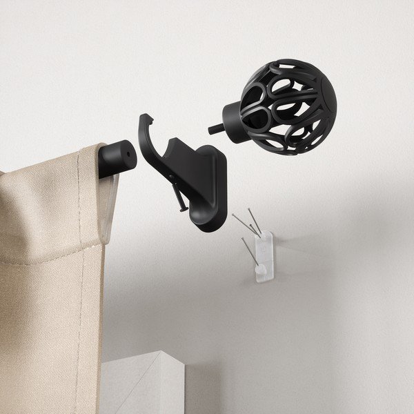 Matne čierna oceľová roztiahnuteľná garniža 107 - 305 cm Aria – Umbra-image-3