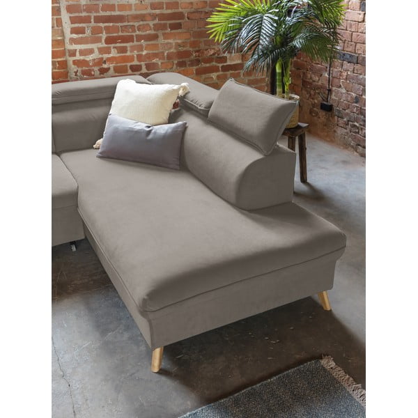 Svetlohnedá zamatová rozkladacia rohová pohovka do "U" (ľavý roh) Sweet Harmony – Miuform-image-4