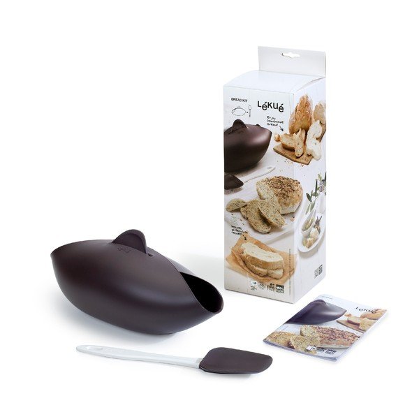 Set hnedej silikónovej formy a špachtle na pečenie chleba Lékué-image-2