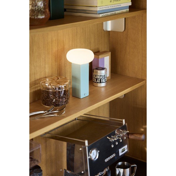 Modrá kovová LED stolová lampa so stmievačom so skleneným tienidlom (výška  20 cm) Low – Hübsch-image-1
