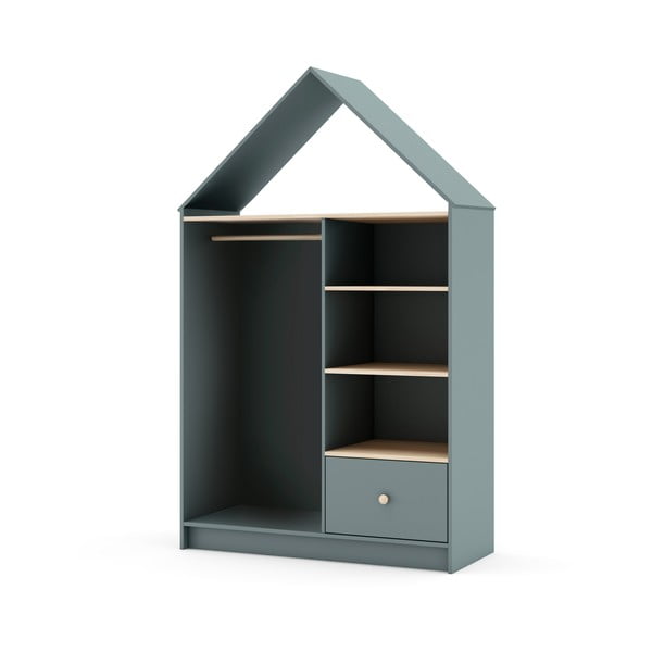 Otvorená detská šatníková skriňa sivozelená 110x180x45 cm Estefania – Marckeric-image-2