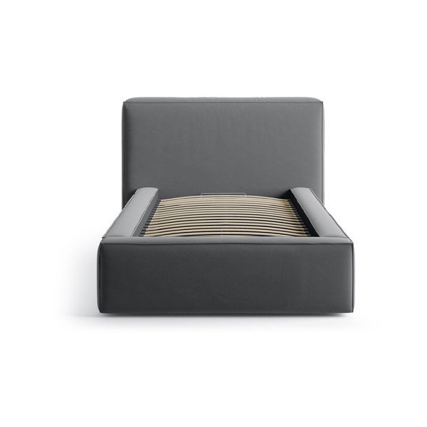 Sivá čalúnená jednolôžková posteľ s úložným priestorom s roštom 90x200 cm Jodie – Micadoni -image-3