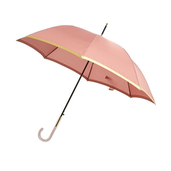 Svetloružový dáždnik s detailmi v zlatej farbe Lurex, ⌀ 101 cm