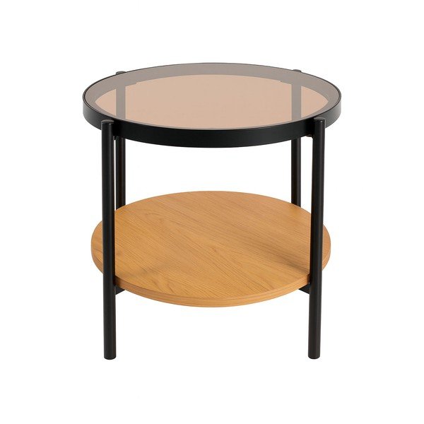 Okrúhly odkladací stolík so sklenenou doskou ø 48 cm Hassel – Unique Furniture