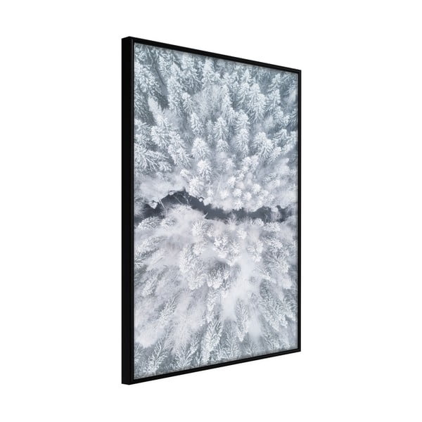 Plagát v ráme Artgeist Winter Forest From a Bird's Eye View, 20 x 30 cm