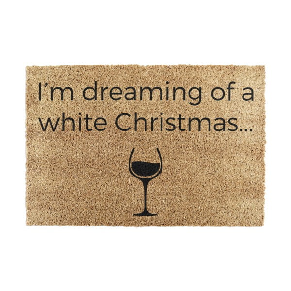 Rohožka s vianočným motívom z kokosového vlákna 40x60 cm White Wine Christmas – Artsy Doormats