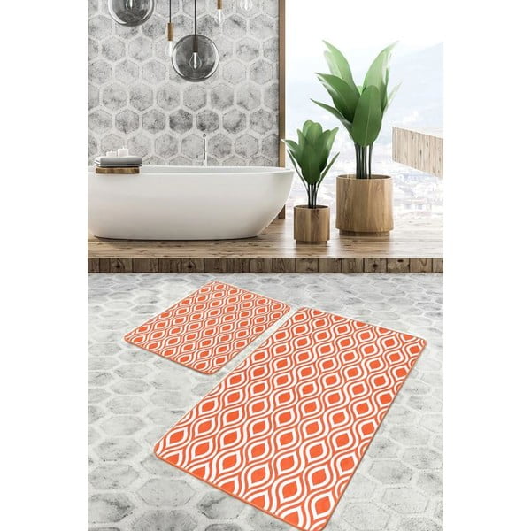 Oranžové zamatové kúpeľňové predložky v súprave 2 ks 60x100 cm – Mila Home-image-4