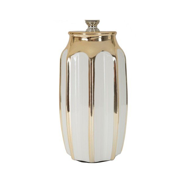 Biela/v zlatej farbe keramická stolová lampa s textilným tienidlom (výška  40,5 cm) Cassy – Mauro Ferretti-image-2