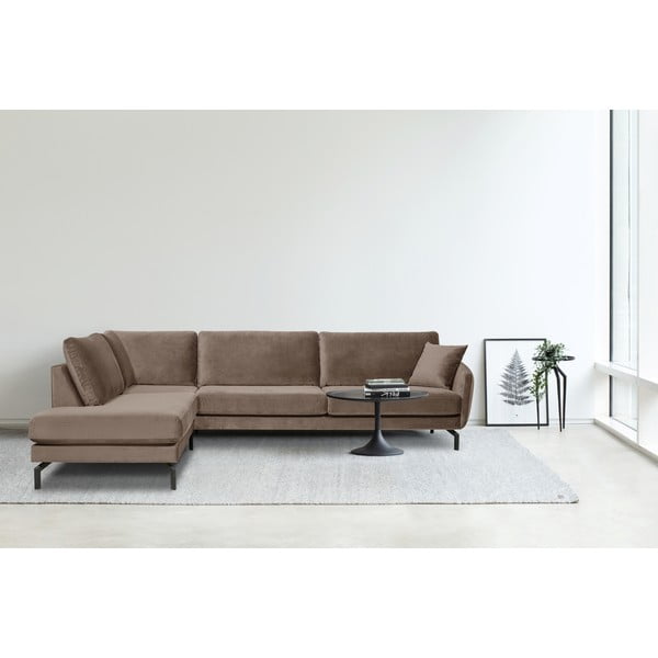 Hnedobéžová zamatová rohová pohovka (ľavý roh) Magic - Scandic-image-1