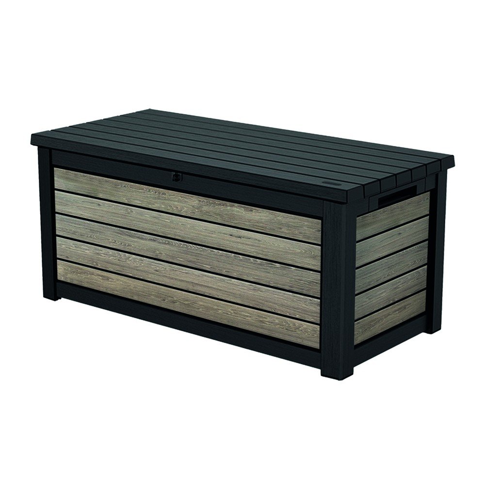 E-shop Čierny/v svetlo prírodnej farbe plastový záhradný úložný box Deco Ashwood – Keter