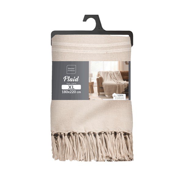 Béžový bavlnený pléd 125x150 cm Lilia – douceur d'intérieur-image-2