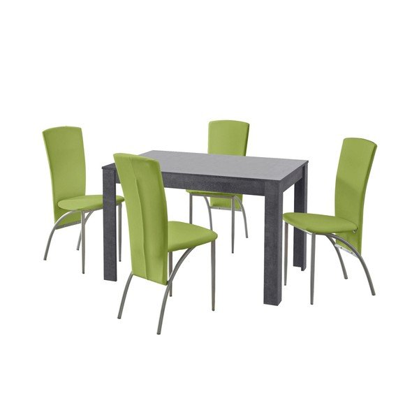 Set jedálenského stola a 4 zelených jedálenských stoličiek Støraa Lori Nevada Slate Green