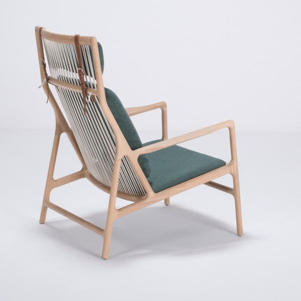 Kreslo s konštrukciou z dubového dreva so zeleným textilným sedadlom Gazzda Dedo-image-2