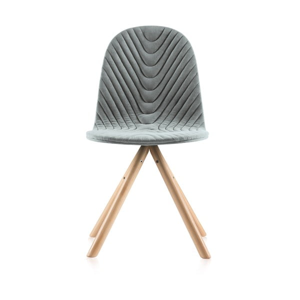 Sivá stolička s prírodnými nohami IKER Mannequin Wave