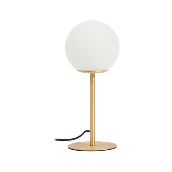 Biela/v zlatej farbe stolová lampa so skleneným tienidlom (výška  35 cm) Brisia – Kave Home