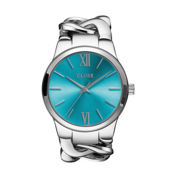 Dámské hodinky Elegante Silver/Blue Lagoon, 38 mm