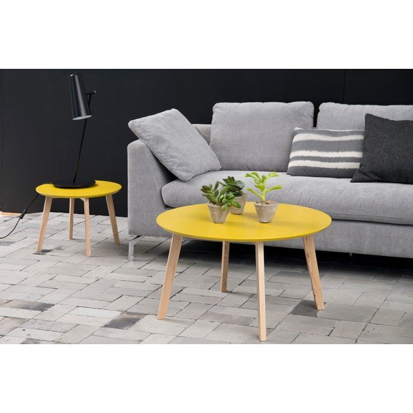 Žltý odkladací stolík Actona Molina, ⌀ 50 cm-image-2