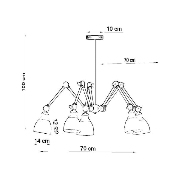 Čierne závesné svietidlo s kovovým tienidlom 70x70 cm Matilda Shade - Sollux-image-3