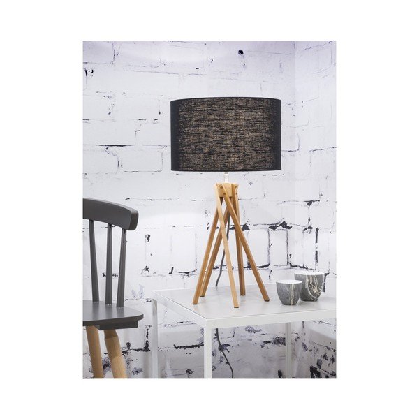 Stolová lampa s čiernym tienidlom a konštrukciou z bambusu Good&Mojo Kilimanjaro-image-1