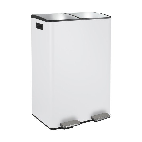 Matne biely oceľový odpadkový kôš 2x30 l na triedený odpad/nášľapný Aliya – Spirella
