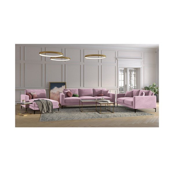Ružová zamatová leňoška Kooko Home Harmony, ľavý roh-image-4