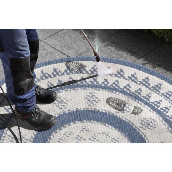 Modro-krémový vonkajší koberec NORTHRUGS Jamaica, ⌀ 200 cm-image-1