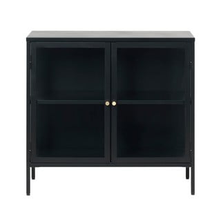 Čierna komoda s presklenými dverami Unique Furniture Carmel, dĺžka 90 cm