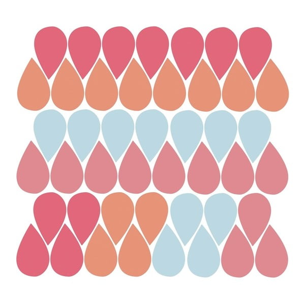 Sada 45 nástenných samolepiek Pink Drops