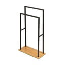 Čierny stojan na uteráky s bambusovým podstavcom Wenko