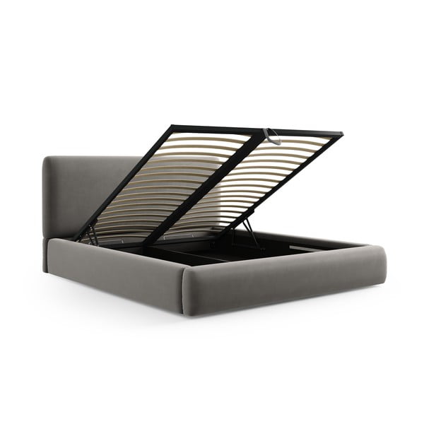Sivá čalúnená dvojlôžková posteľ s úložným priestorom s roštom 180x200 cm Colonel – Cosmopolitan Design-image-2